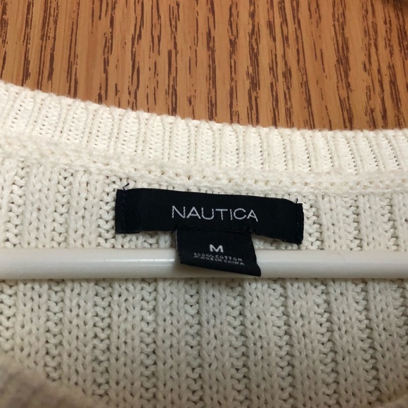 Nautica White Sweater Sweatshirt Pull Over Top M - Picture 2 of 4